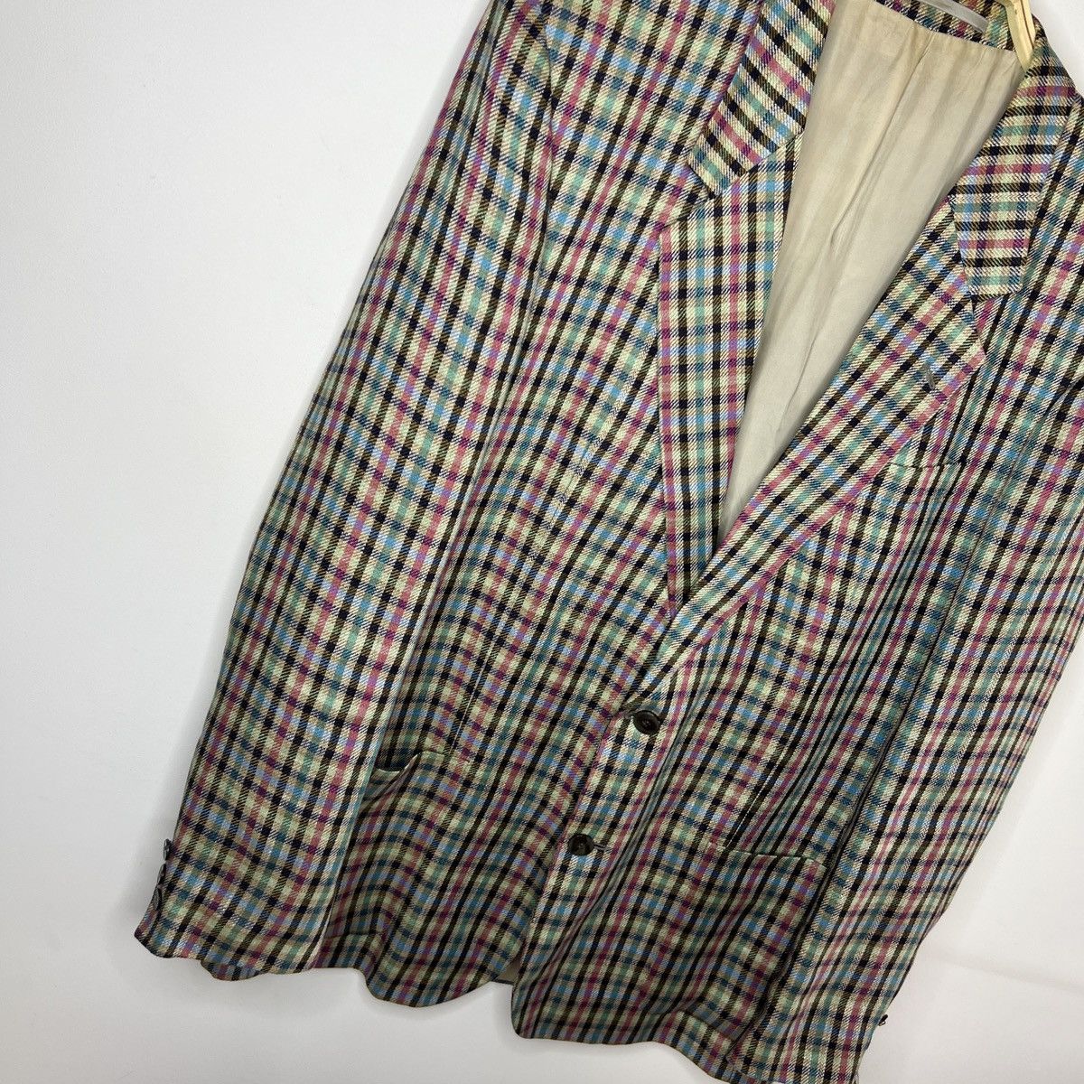 Designer × Hugo Boss Vintage Hugo Boss Linen Checkered Blazer Jacket Men size 52 Size 42R - 3 Thumbnail
