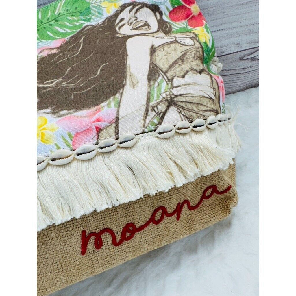 Disney Loungefly Disney Moana Floral Canvas Burlap Purse Tote Bag C Size ONE SIZE - 2 Thumbnail