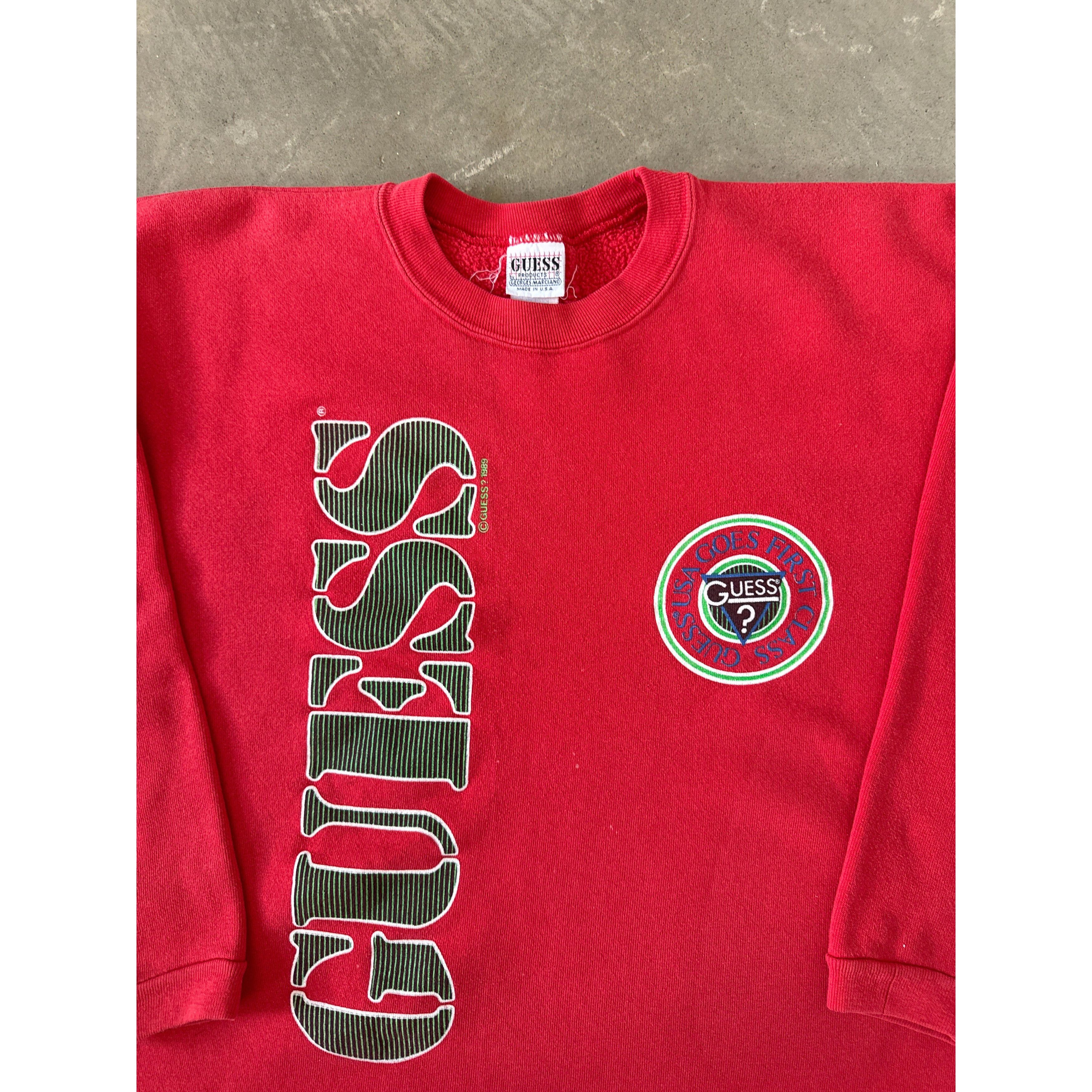Guess Vintage 1989 Guess USA Goes First Class Cropped Sweatshirt Size US S / EU 44-46 / 1 - 2 Thumbnail