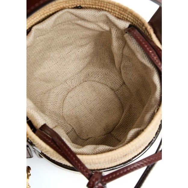 Chloe Chloe Kerala 25 Dark Ebony Raffia-Effect Leather Bucket Bag Size ONE SIZE - 4 Thumbnail