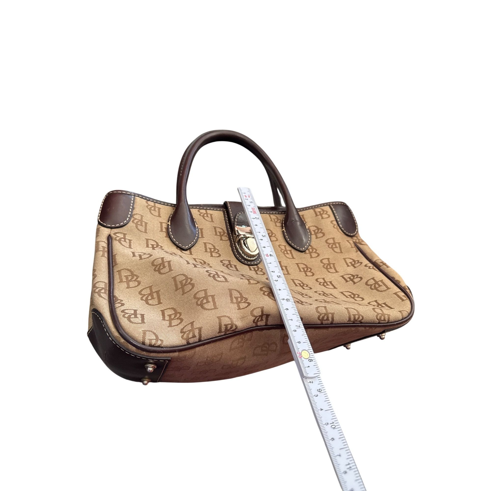 Dooney & Bourke Dooney Bourke womans Brown Leather Canvas Satchel Handbag SK Size ONE SIZE - 8 Thumbnail