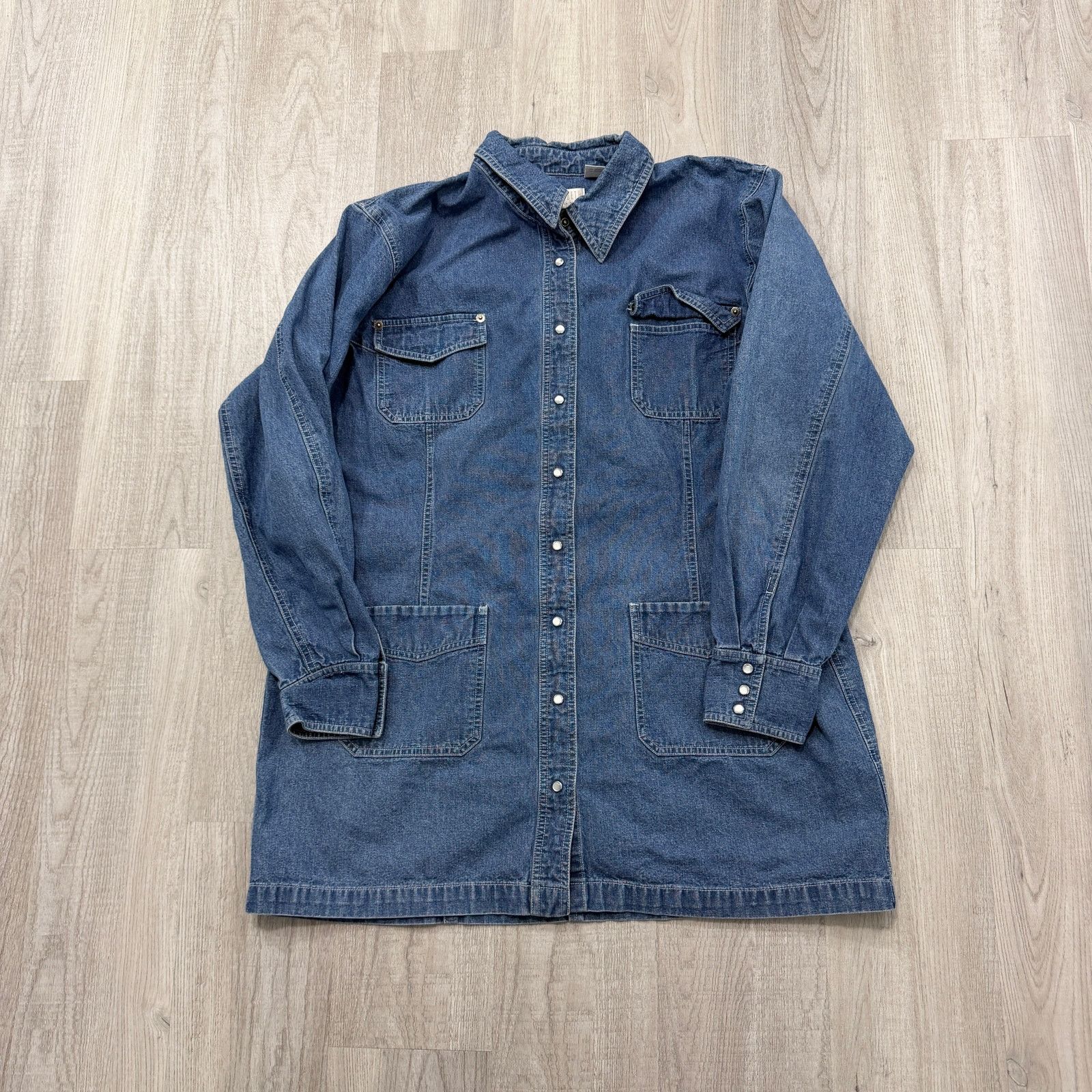 Vintage Vintage Liz Claiborne Denim Snap Button Chore Coat Women 14 Size XL / US 12-14 / IT 48-50 - 1 Thumbnail