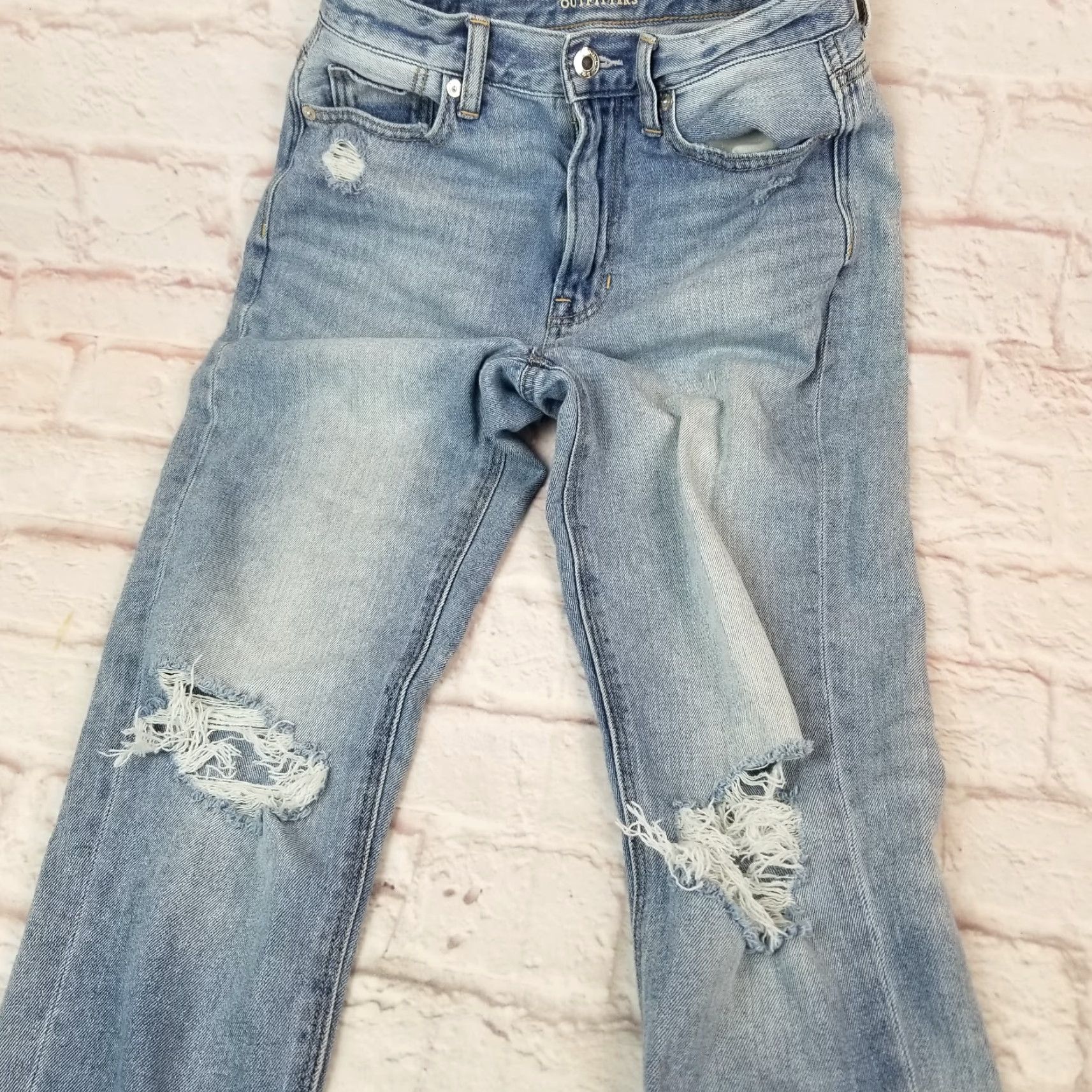 American Eagle Outfitters VINTAGE American Eagle Mom Jeans Junior Teens Jeans Mid Rise Distressed Size 00 Size 24" / US 00 / IT 34 - 4 Thumbnail
