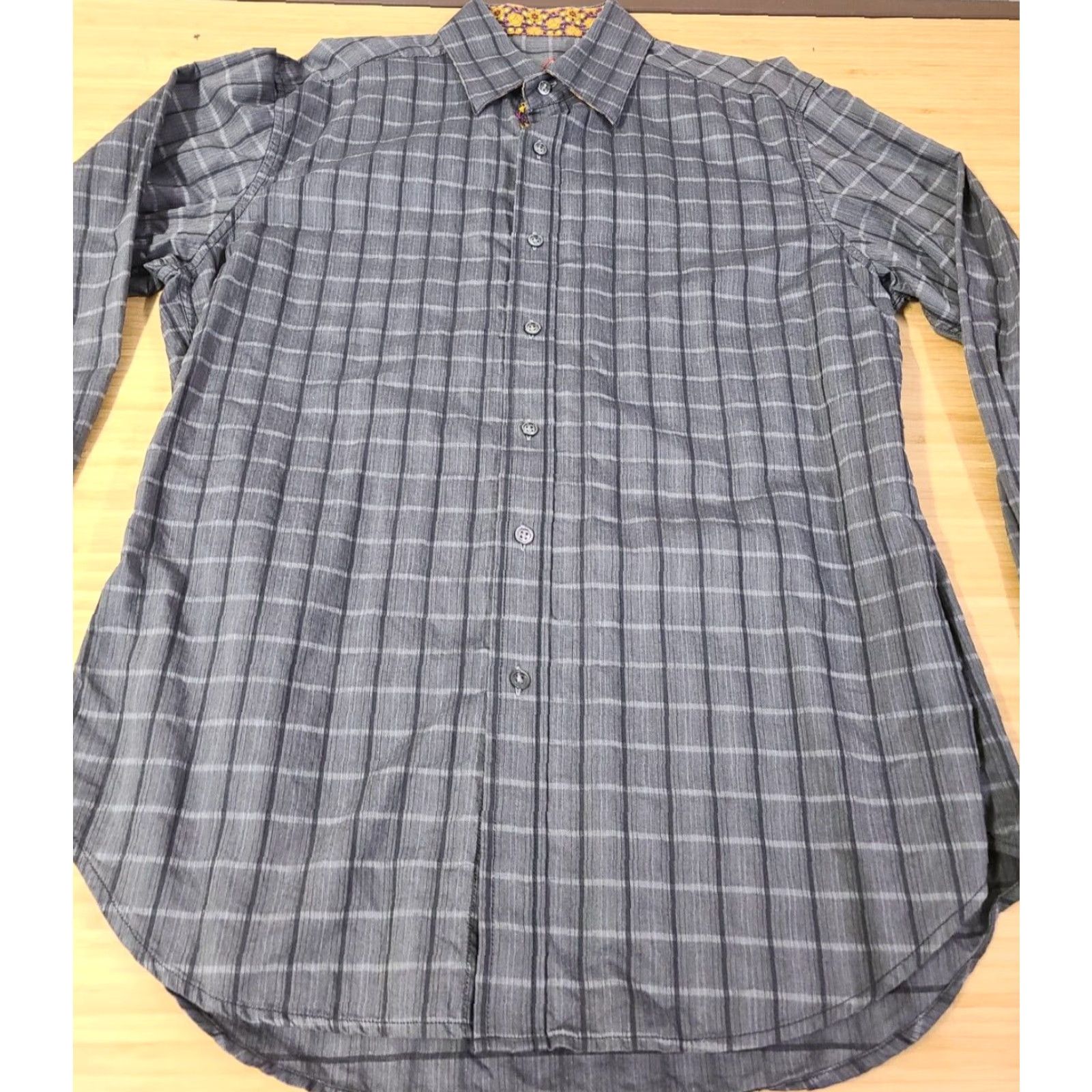 Robert Graham Robert Graham Men's Long Sleeve Shirt Gray Square Pattern Button-Up Collared Embroidered Graphic Print Size L Size US L / EU 52-54 / 3 - 3 Thumbnail