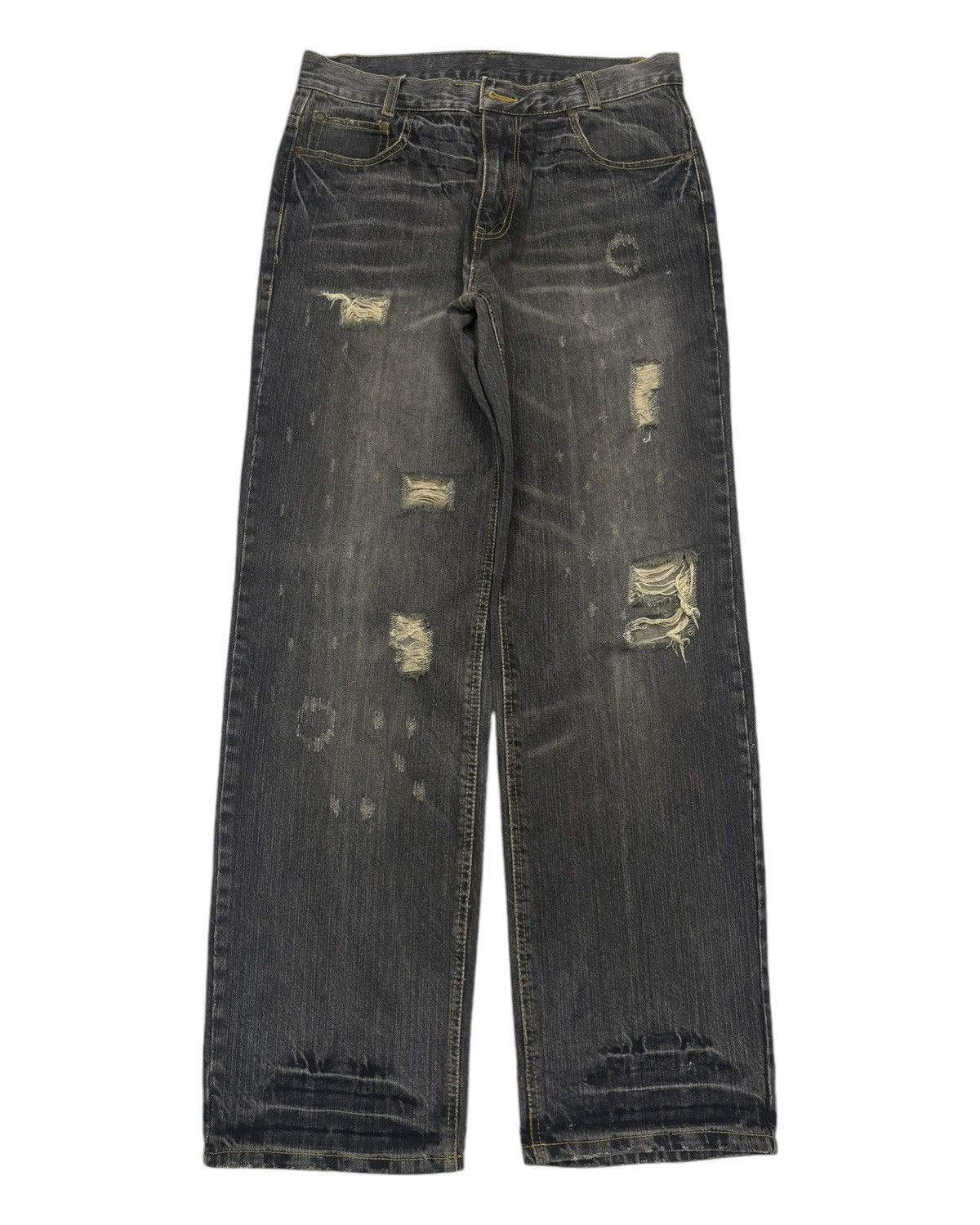 If Six Was Nine Vintage ROUGHNESS TROOP Ripped Baggy Denim Jeans Size US 30 / EU 46 - 7 Thumbnail