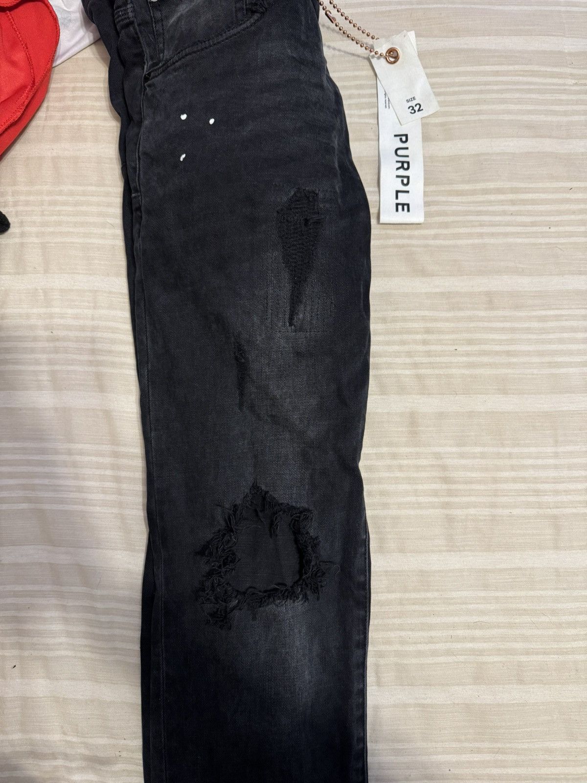 Purple Purple Jeans Black Ripped Size US 32 / EU 48 - 2 Thumbnail