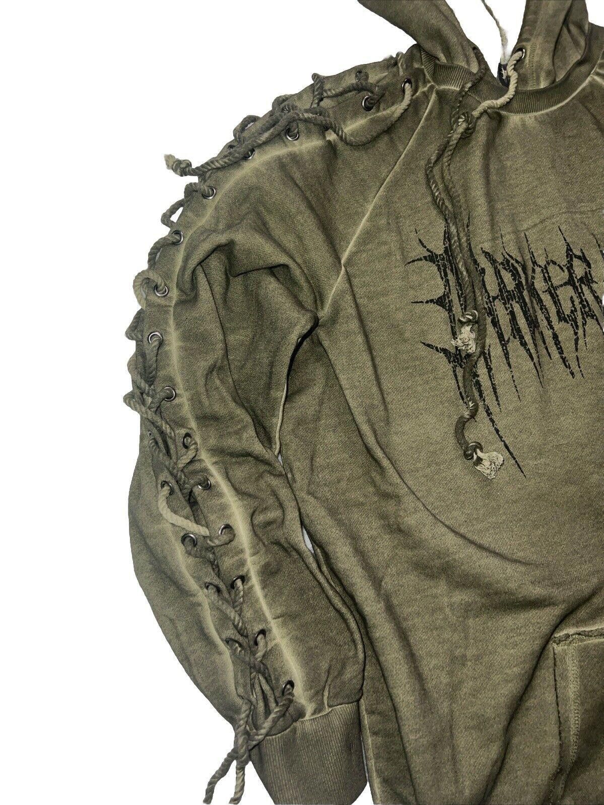 Designer Darker Wavz Tie Hoodie Green Switch Lace Up Hoody Dolls Kill Size US 34 / EU 50 - 2 Thumbnail