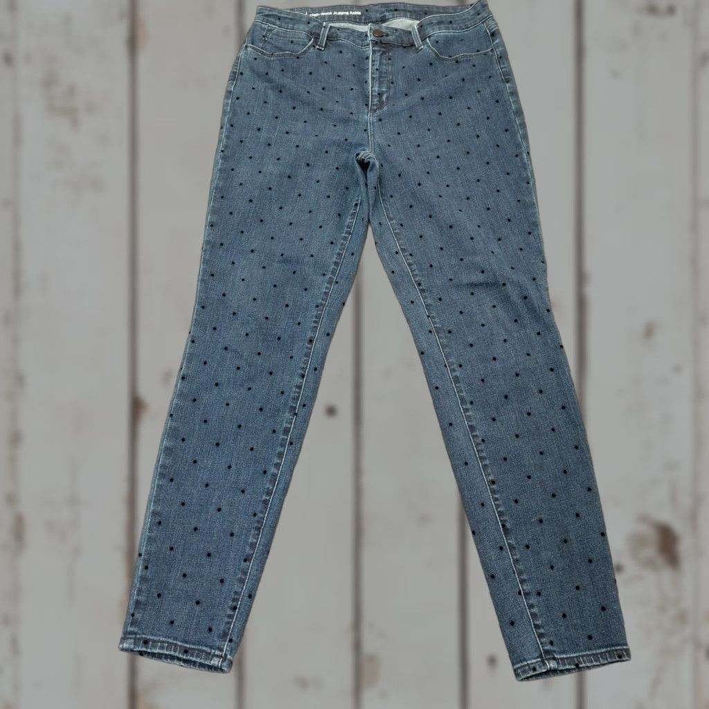 Talbots Talbots Jeans Women’s Size 10 Blue Polka Dots High Waist Jegging Ankle Flawless Size 32" / US 10 / IT 46 - 1 Thumbnail