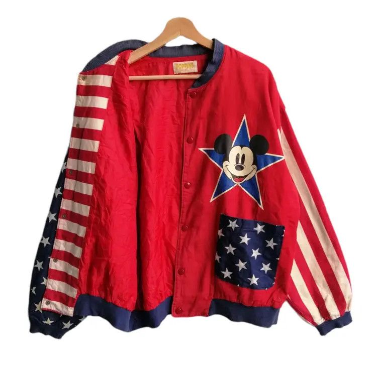 Japanese Brand Vintage Mickey Mouse POPPINS American Flag Jacket Size US M / EU 48-50 / 2 - 16 Thumbnail