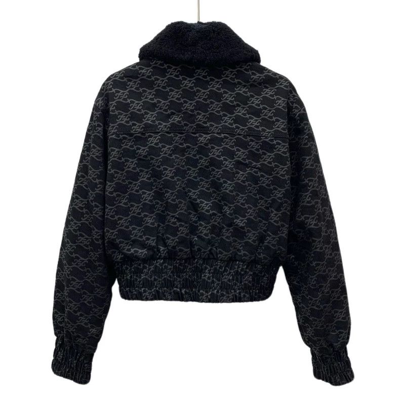 Fendi FENDI Black logo letter full-print cotton fur collar zippe Size XS / US 0-2 / IT 36-38 - 2 Thumbnail