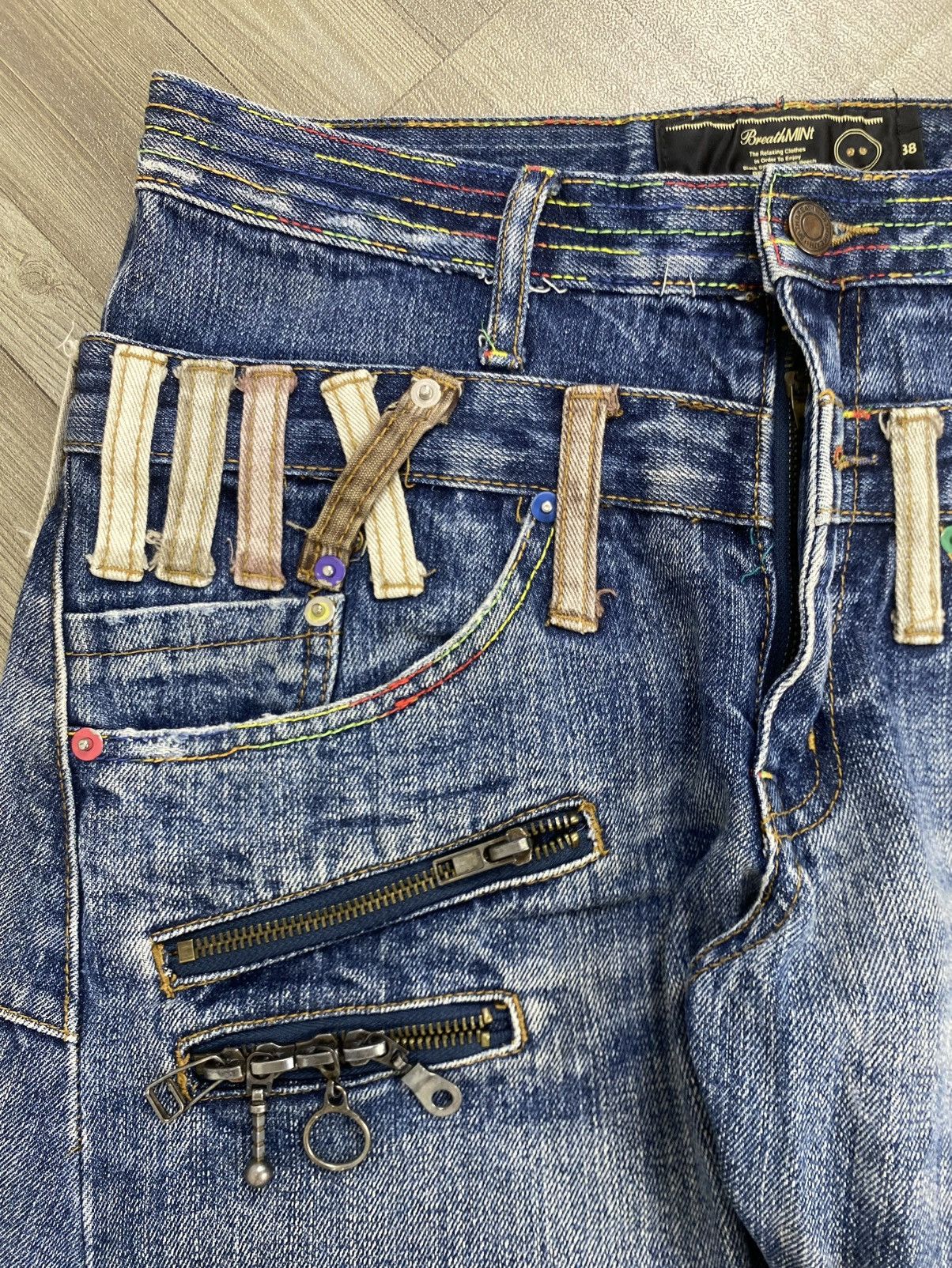 If Six Was Nine 2000s Breathmint Double Waist Multi Zipper Faded Lgb Jeans Size US 30 / EU 46 - 4 Thumbnail