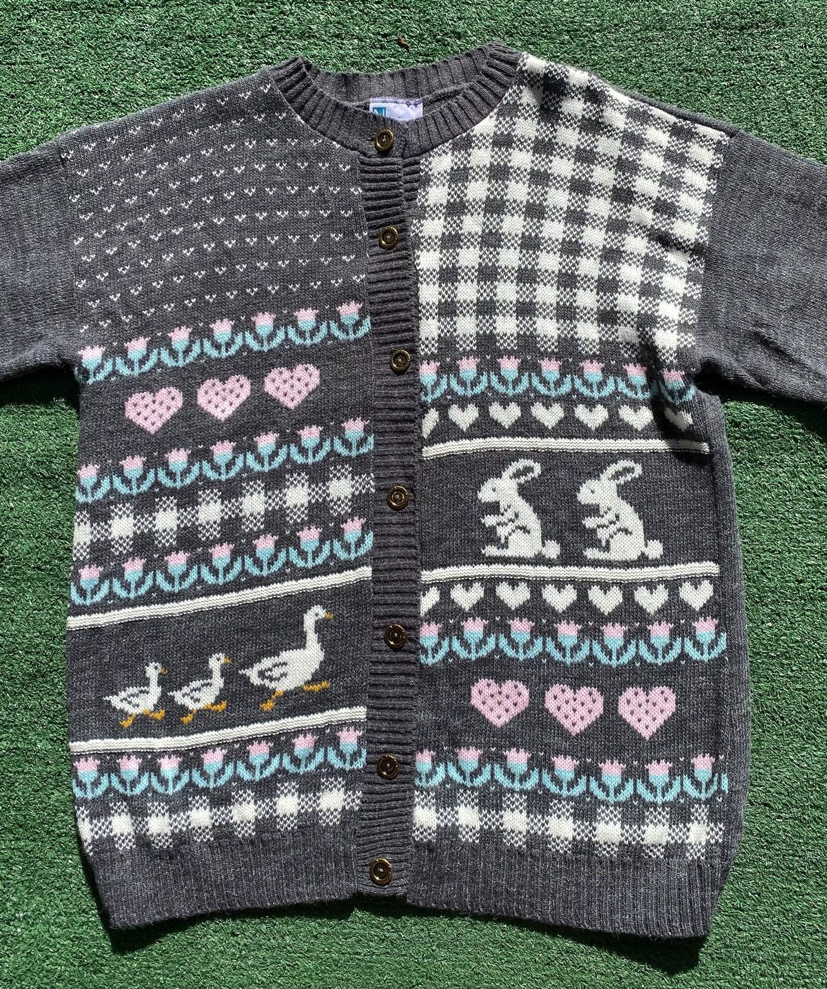 Vintage Vintage 80’s Needles Up Duck Rabbits Hearts Cardigan Sweater Size XL / US 12-14 / IT 48-50 - 3 Thumbnail