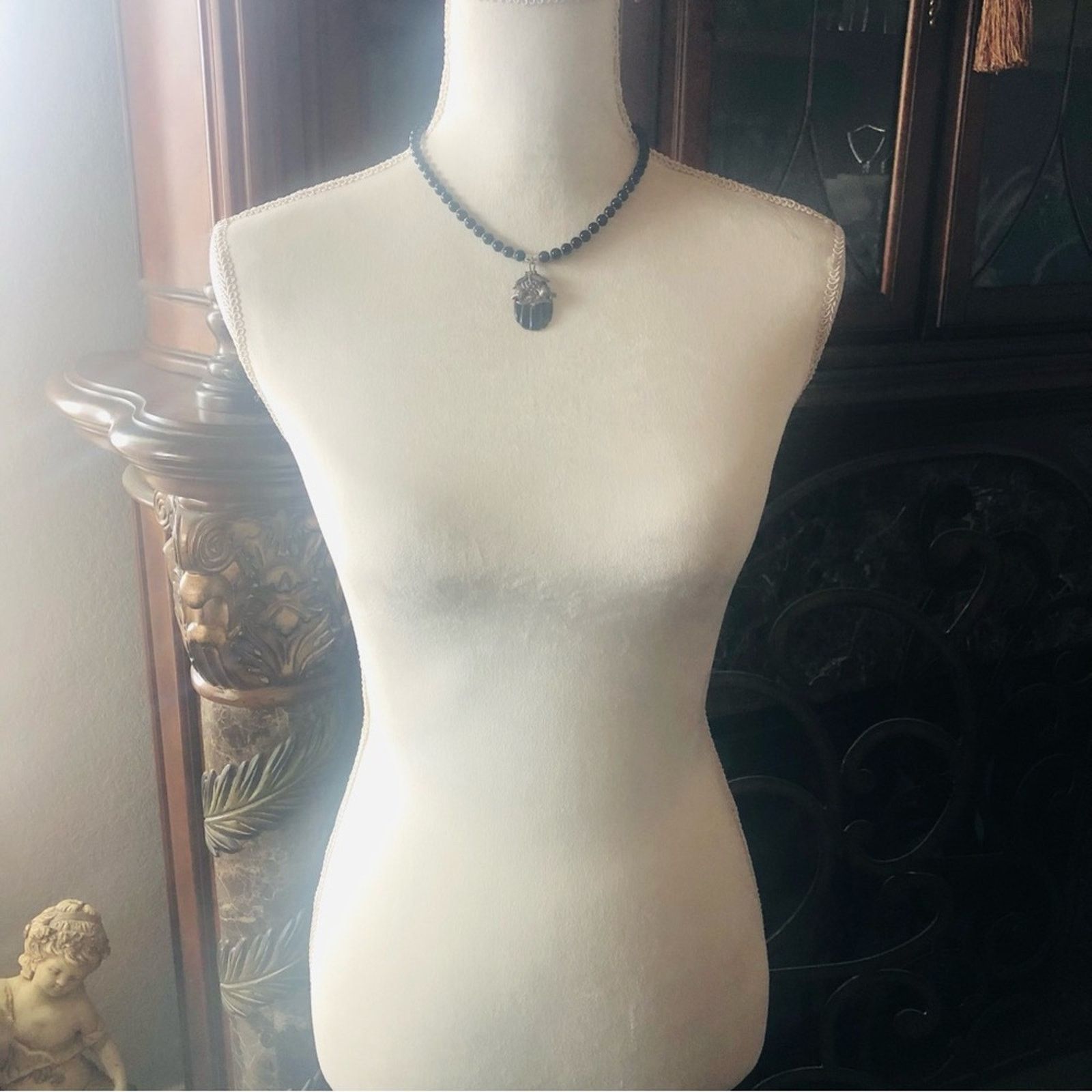 Handmade Handcrafted repurpose black Chalcedony stone Pearl necklace Size ONE SIZE - 6 Thumbnail