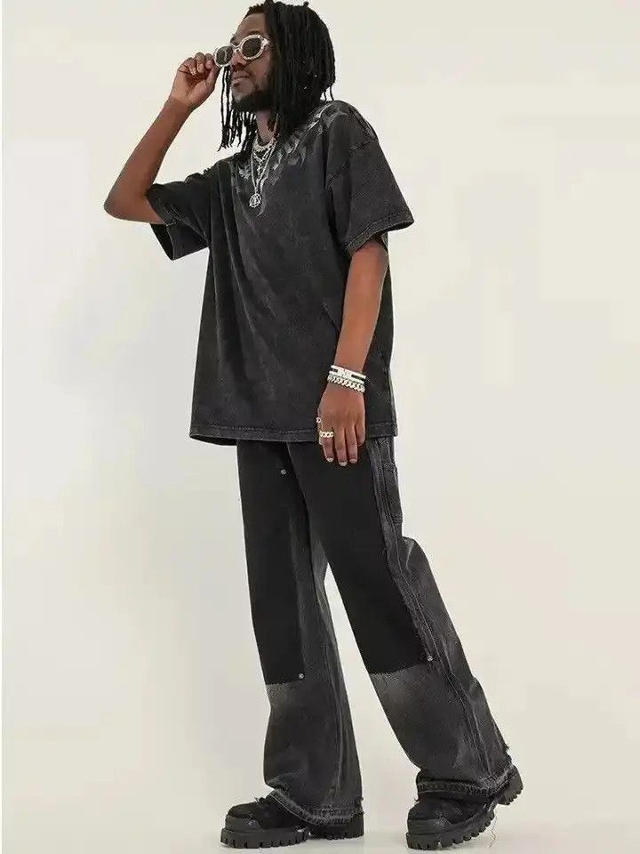 Japanese Brand High Street Color Match Patchwork Baggy Denim Size US 34 / EU 50 - 4 Thumbnail
