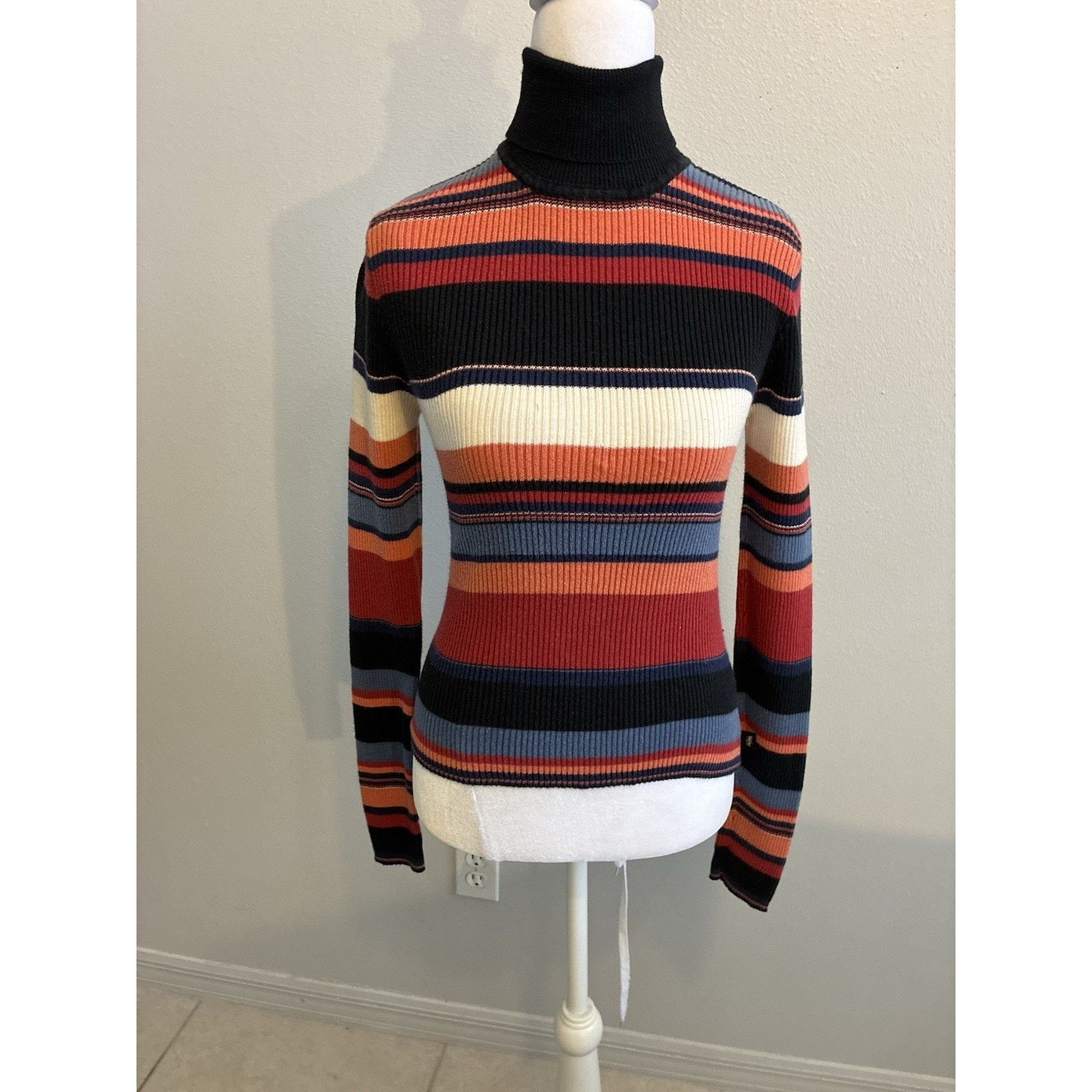 Mossimo VTG 90s Mossimo Striped Knit Turtleneck Sweater Grunge M Size M / US 6-8 / IT 42-44 - 5 Thumbnail