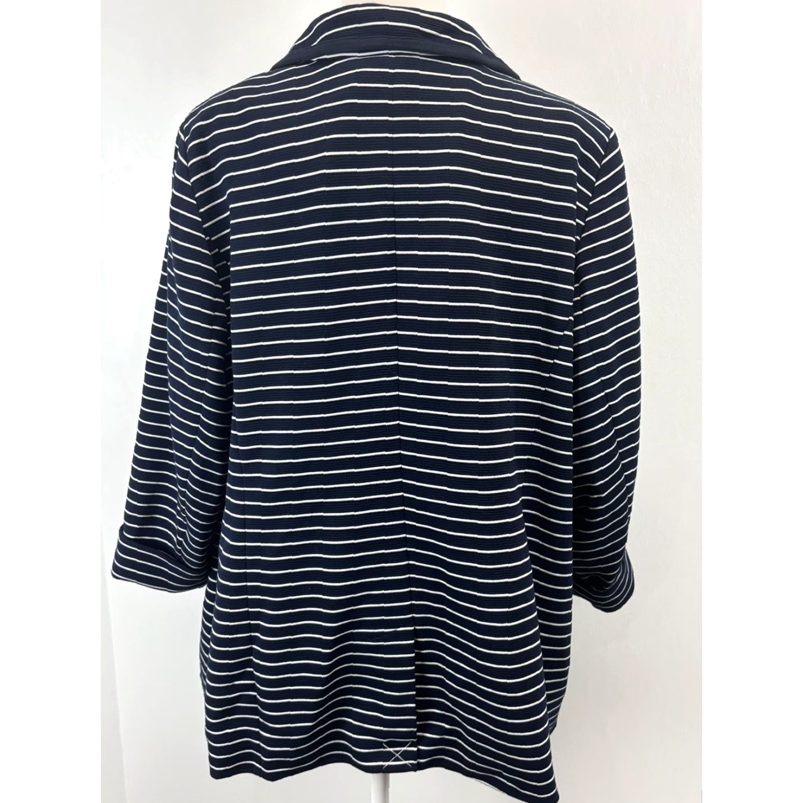 Talbots NEW! Talbots Striped Blazer Jacket 3Xp Petites Navy Open Front Size XXL / US 16-18 / IT 52-54 - 3 Thumbnail