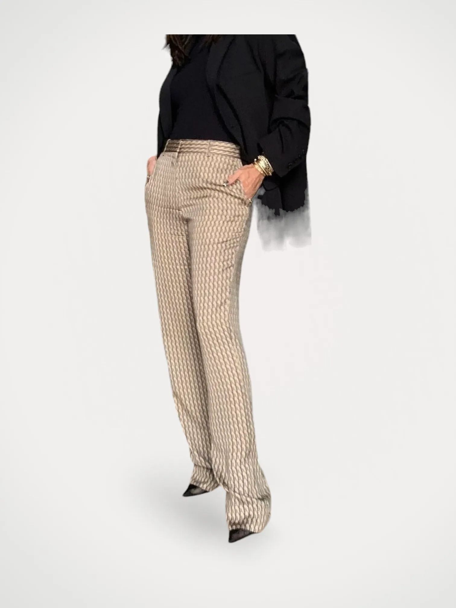 パンツ VICTORIA BECKHAM PUMICE-COLOURED TROUSERS IN WOOL BLEND Victoria Beckham Victoria Beckham Pumice-Coloured Trousers