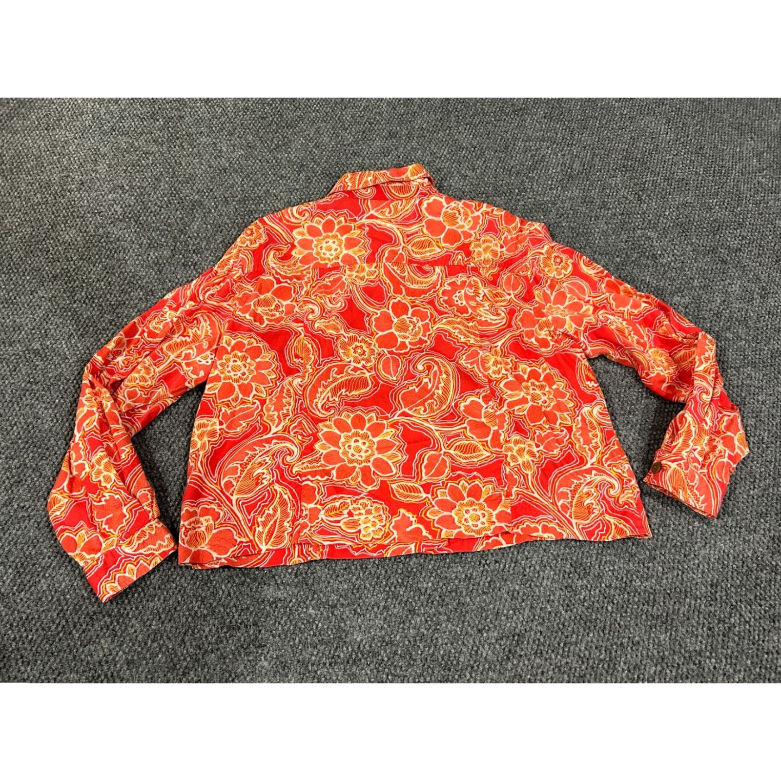 Coldwater Creek Coldwater Creek Jacket XL Red Floral Paisley Button Up Lightweight Size XL / US 12-14 / IT 48-50 - 6 Thumbnail