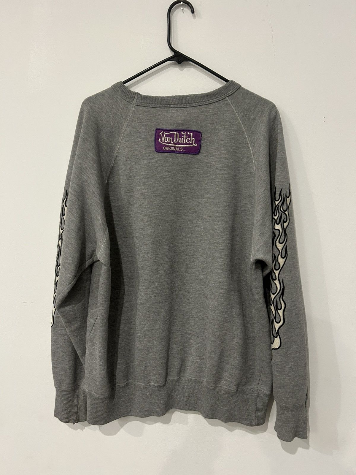 Von Dutch Von Dutch Original Embroidered Flame Sleeve Grey Sweater Size US XL / EU 56 / 4 - 4 Thumbnail