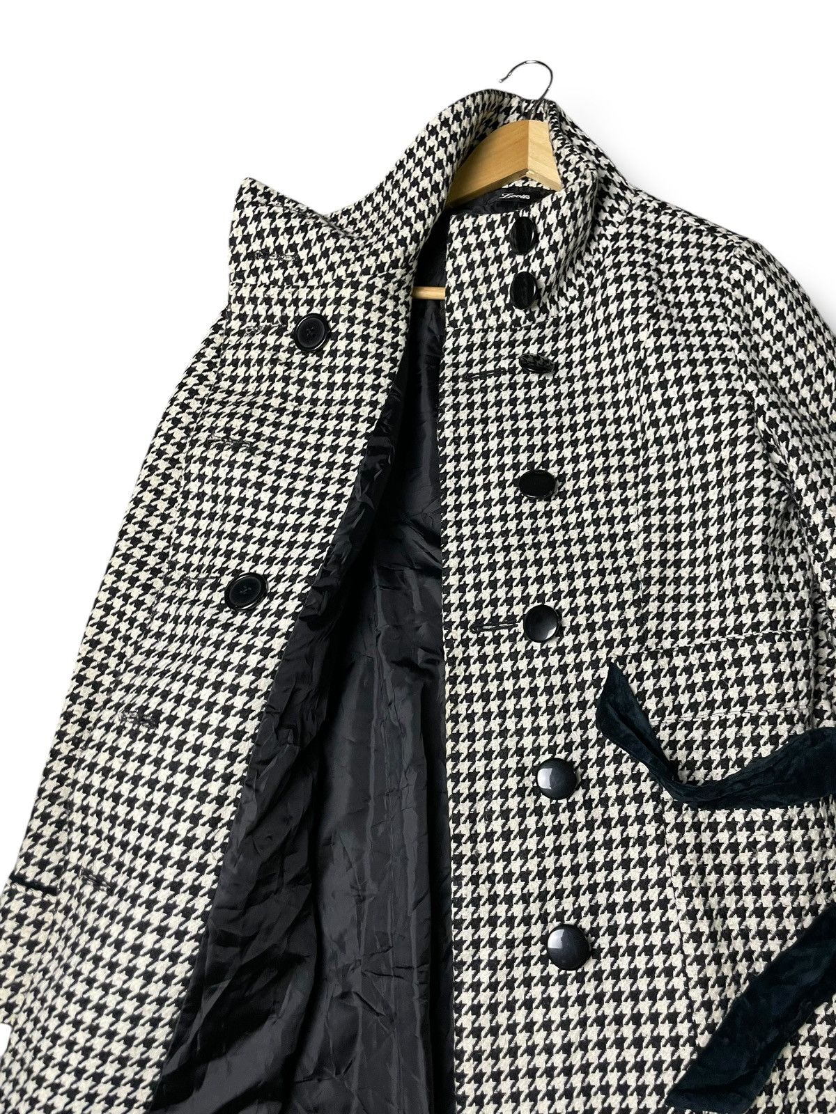 Designer × Japanese Brand Lovits Houndstooth Wool Long Coat (55) Size US L / EU 52-54 / 3 - 8 Thumbnail
