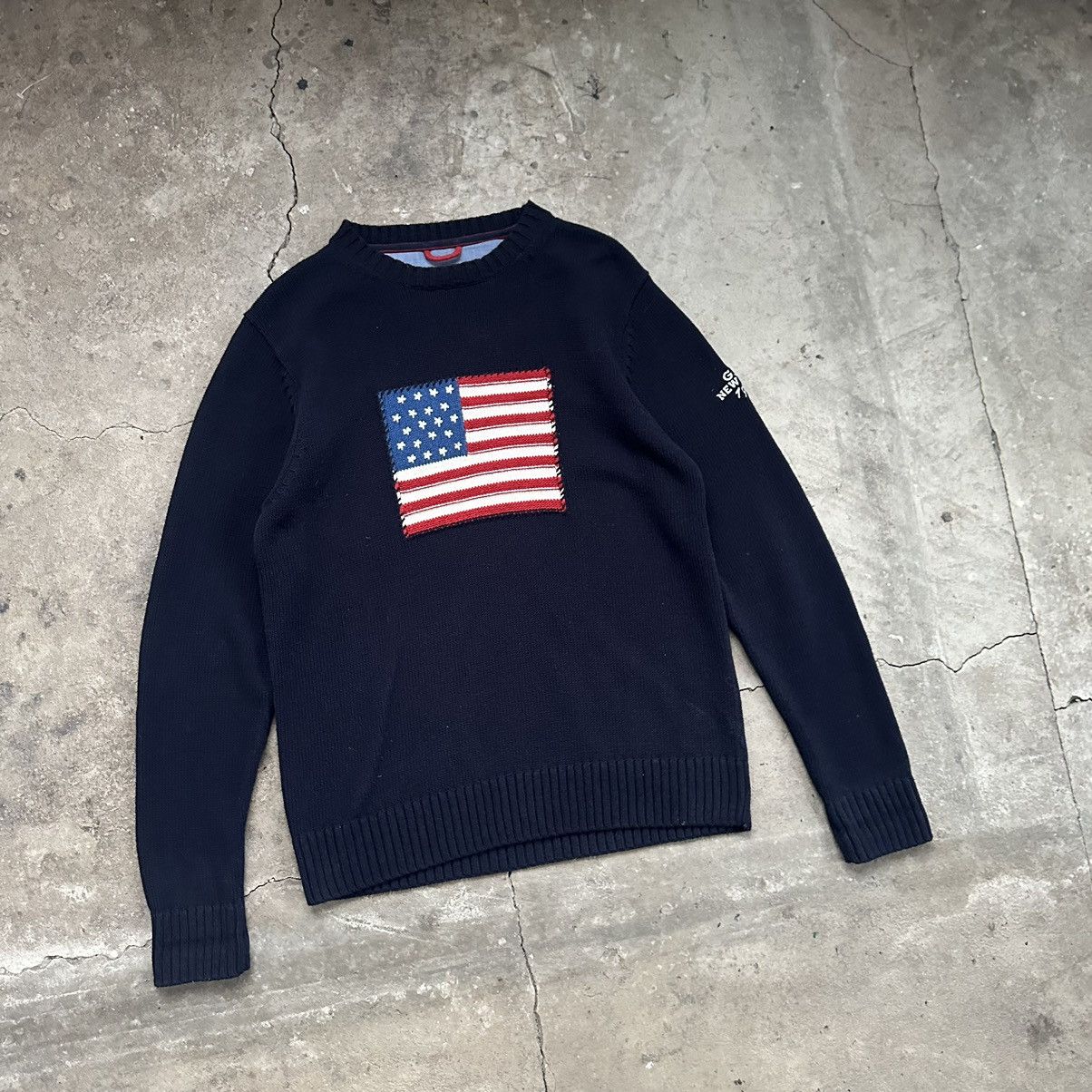 Gant 1/3 Vintage USA Flag Chest Embroidered Long Sleeve Knitwear Size US M / EU 48-50 / 2 - 2 Thumbnail