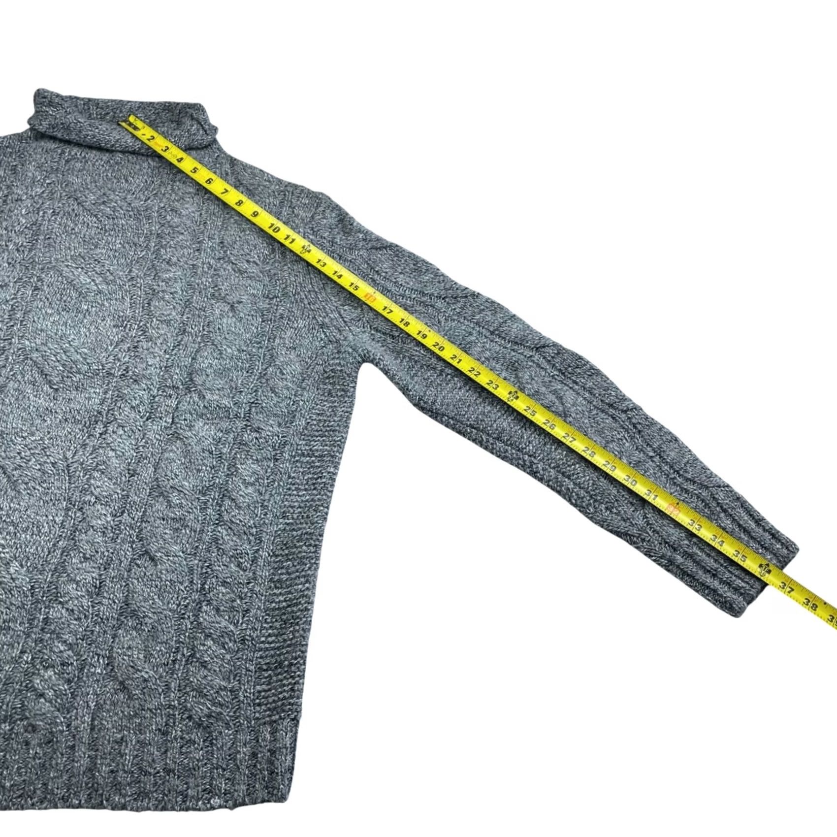 Banana Republic Banana Republic Mens Chunky Cable-Knit Fisherman Turtleneck Sweater Gray XL Size US XL / EU 56 / 4 - 6 Thumbnail