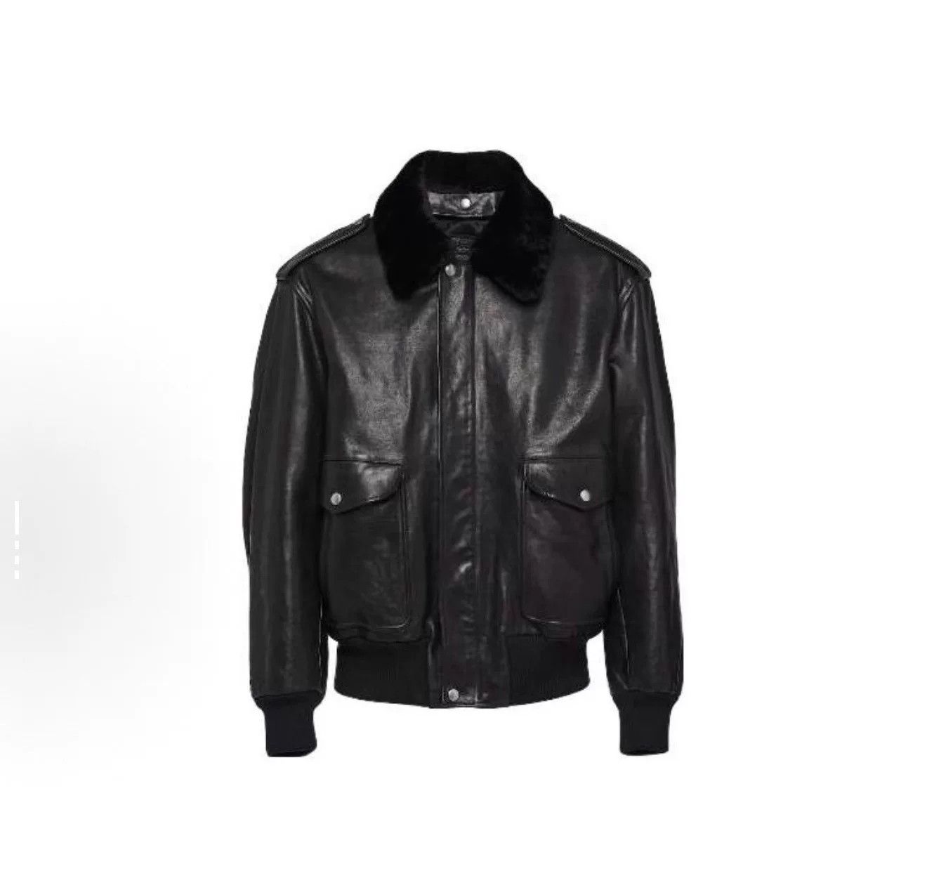 Prada Prada Lapel Fur Collar Leather Jacket Size US M / EU 48-50 / 2 - 1 Thumbnail