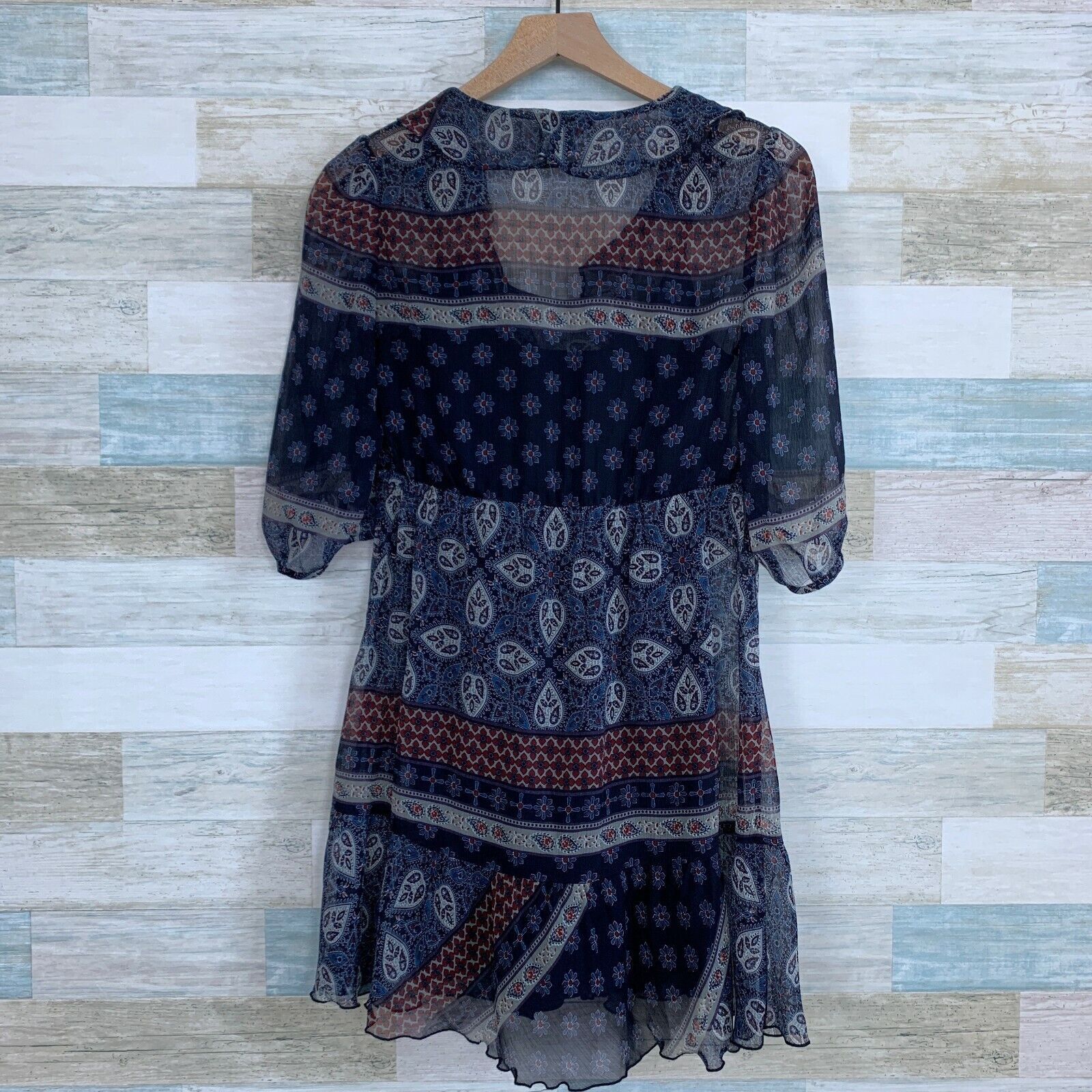 Banana Republic Banana Republic Sheer Peasant Dress Blue Paisley Ruffle 2 Size XS / US 0-2 / IT 36-38 - 5 Thumbnail