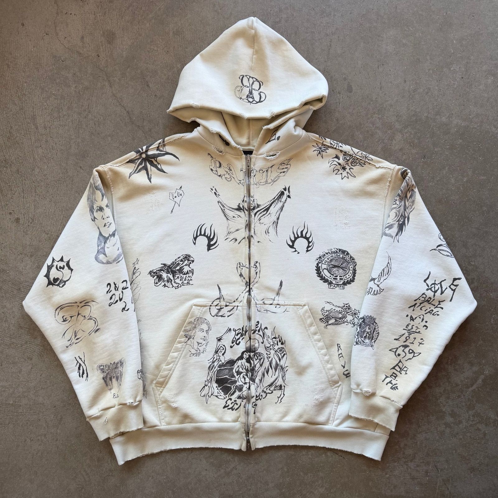 Balenciaga Tattoo Zipup Cream