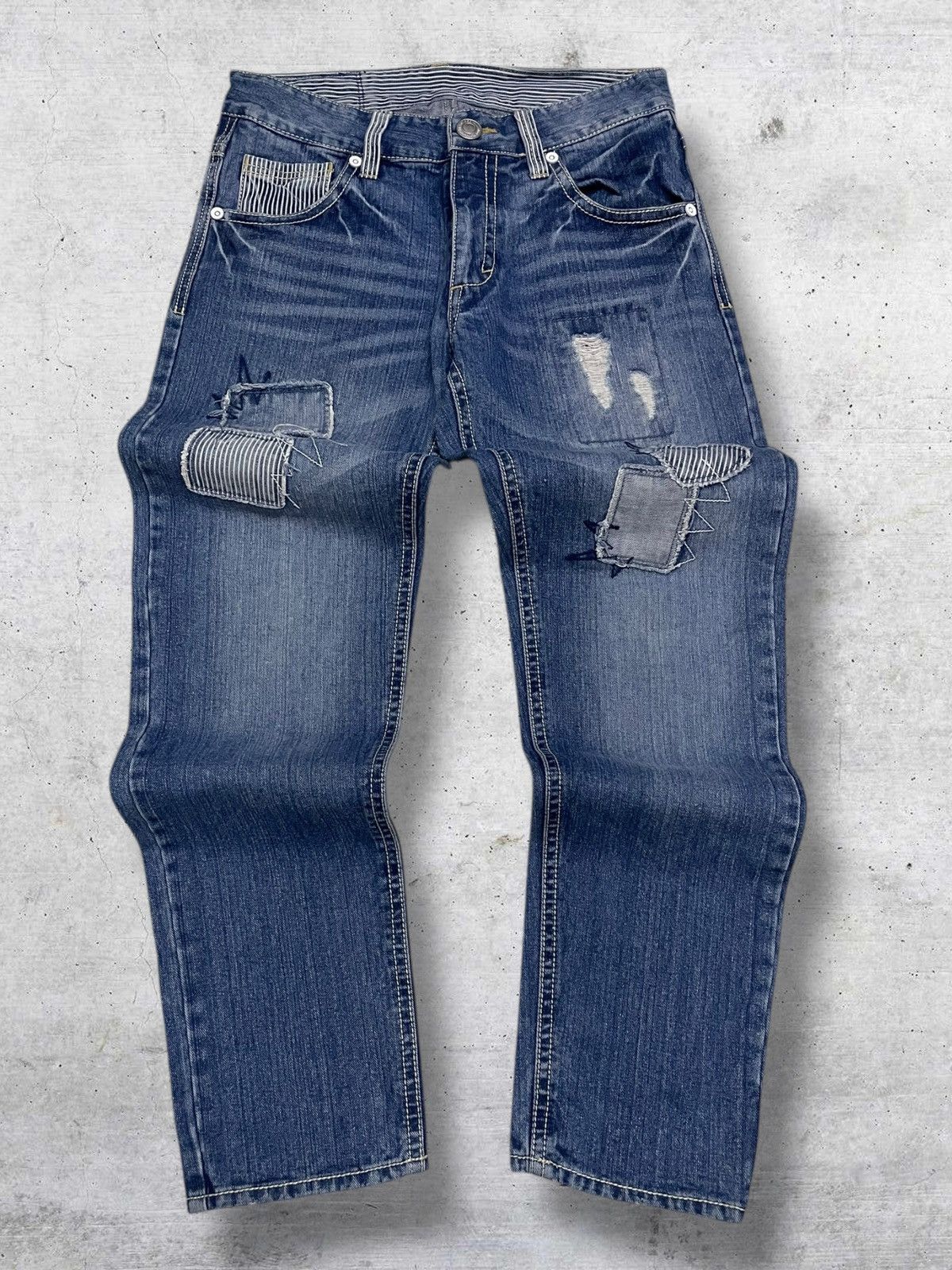 Japanese Brand VINTAGE CAESSE CFAFTES JAPAN DESIGNER ART PATCHWORK DENIM Size US 30 / EU 46 - 1 Thumbnail