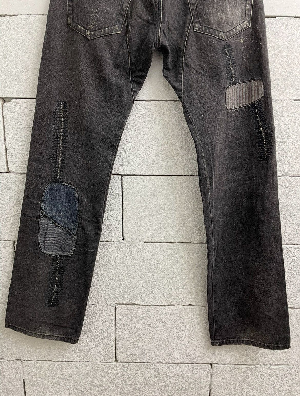 Bray Steve Alan × Designer Designer Distressed Denim Patchwork Size US 33 - 8 Thumbnail