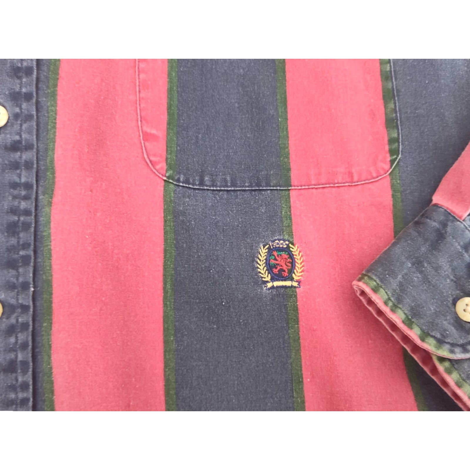Tommy Hilfiger VINTAGE Tommy Hilfiger Men's Button-Down Shirt L Long Sleeve Striped Cotton Multi 90s Size US L / EU 52-54 / 3 - 7 Thumbnail