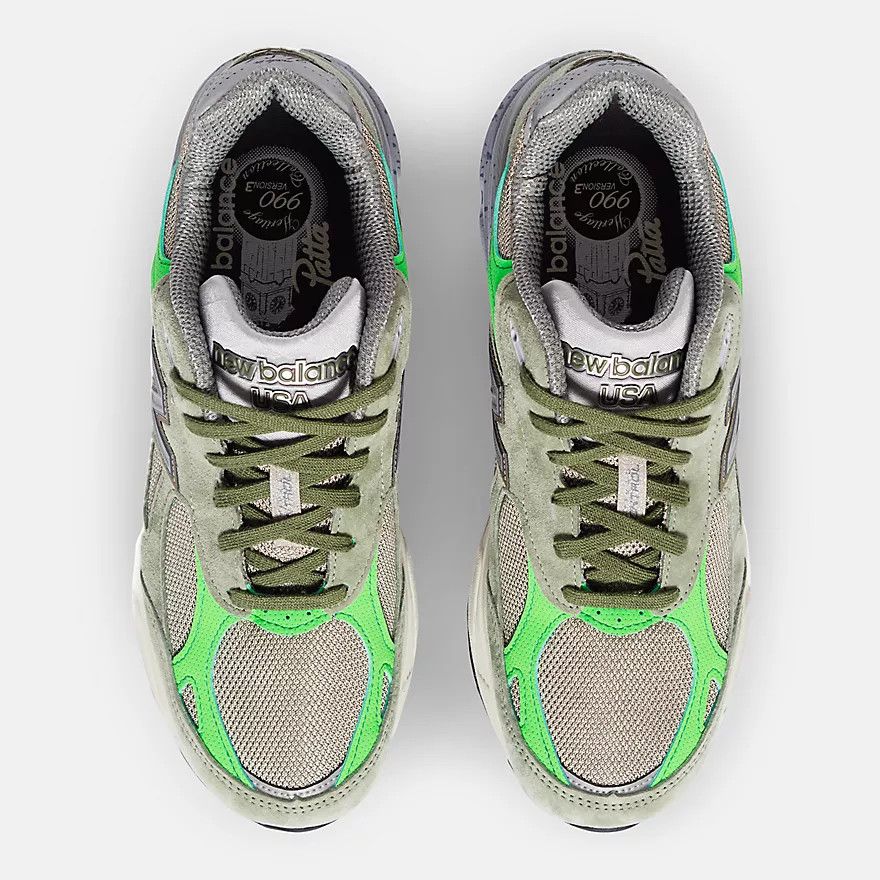 New Balance × Patta o1mle0426 990v3 Low-Top Sneakers in Olive Green Size US 5.5 / EU 38 - 4 Thumbnail