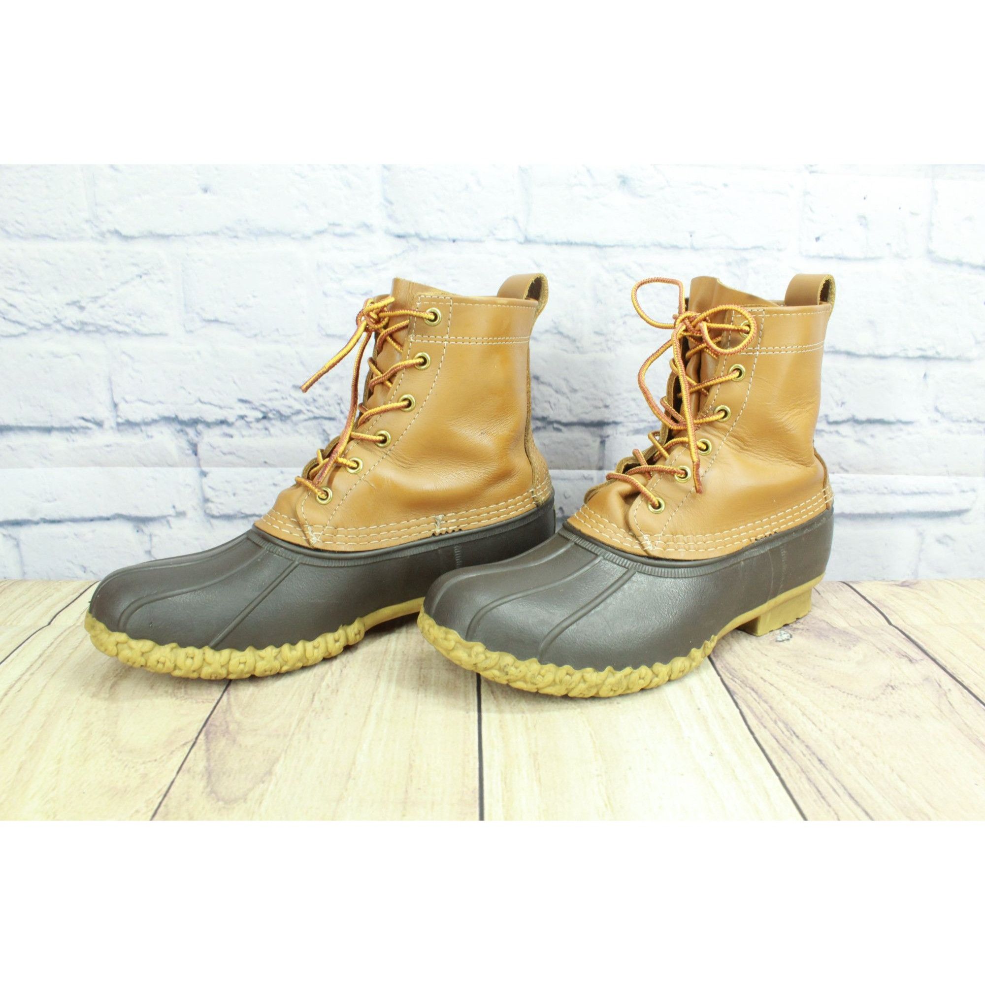 Leather LL Bean Women's Leather 8" Lace Up Unlined Ankle Duck Boots Size US 10 / IT 40 - 2 Thumbnail
