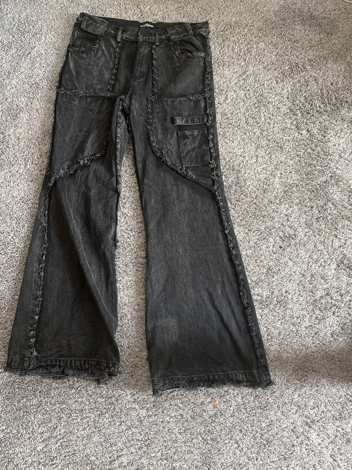 No Faith Studios NoFaithStudios Grey Faded Into Black Flared Jeans | Grailed