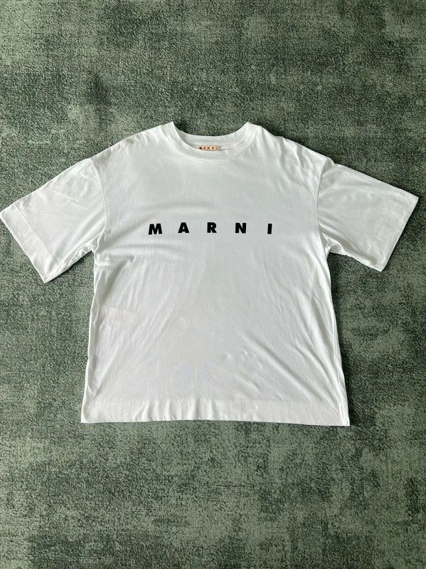 Marni Marni White Cotton Logo Print T-Shirt 0089 Size S / US 4 / IT 40 - 1 Thumbnail