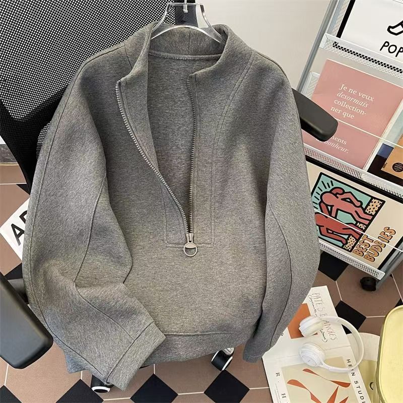 Vintage Grey Quarter Zip Sweatshirt | Minimalist Streetwear Size US M / EU 48-50 / 2 - 2 Thumbnail