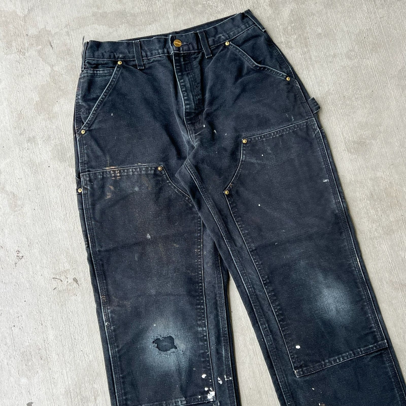 Carhartt × Vintage Carhartt faded black double knee work wear carpenter pants Size US 28 / EU 44 - 2 Thumbnail