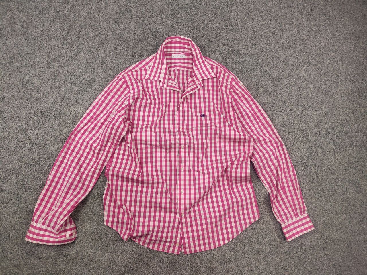 Etro Etro Italy Design Regular Fit pink checked Long sleeve Shirt Size US XL / EU 56 / 4 - 10 Thumbnail