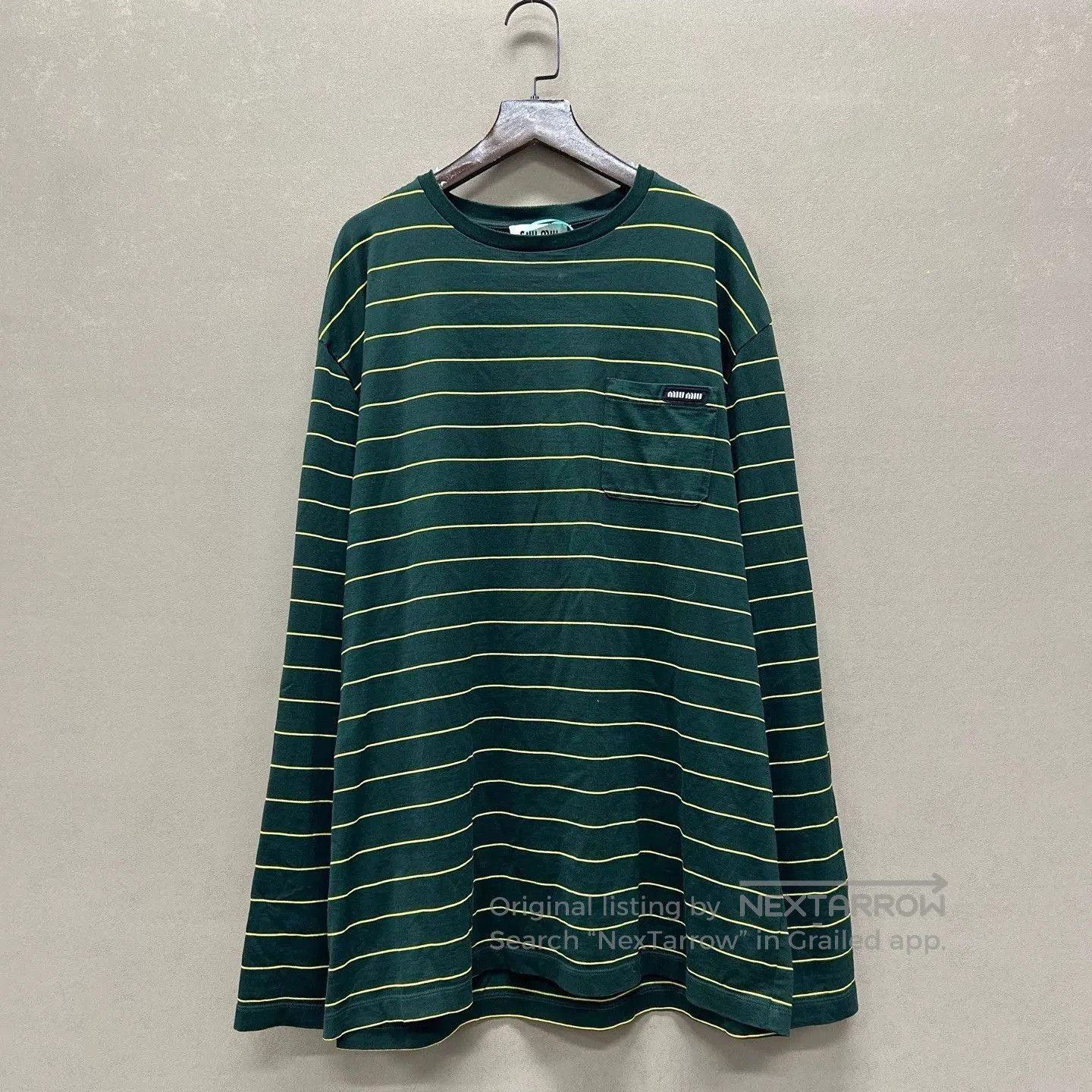 Miu Miu Green Striped Long-Sleeve Shirt with Chest Pocket. Size US M / EU 48-50 / 2 - 1 Thumbnail