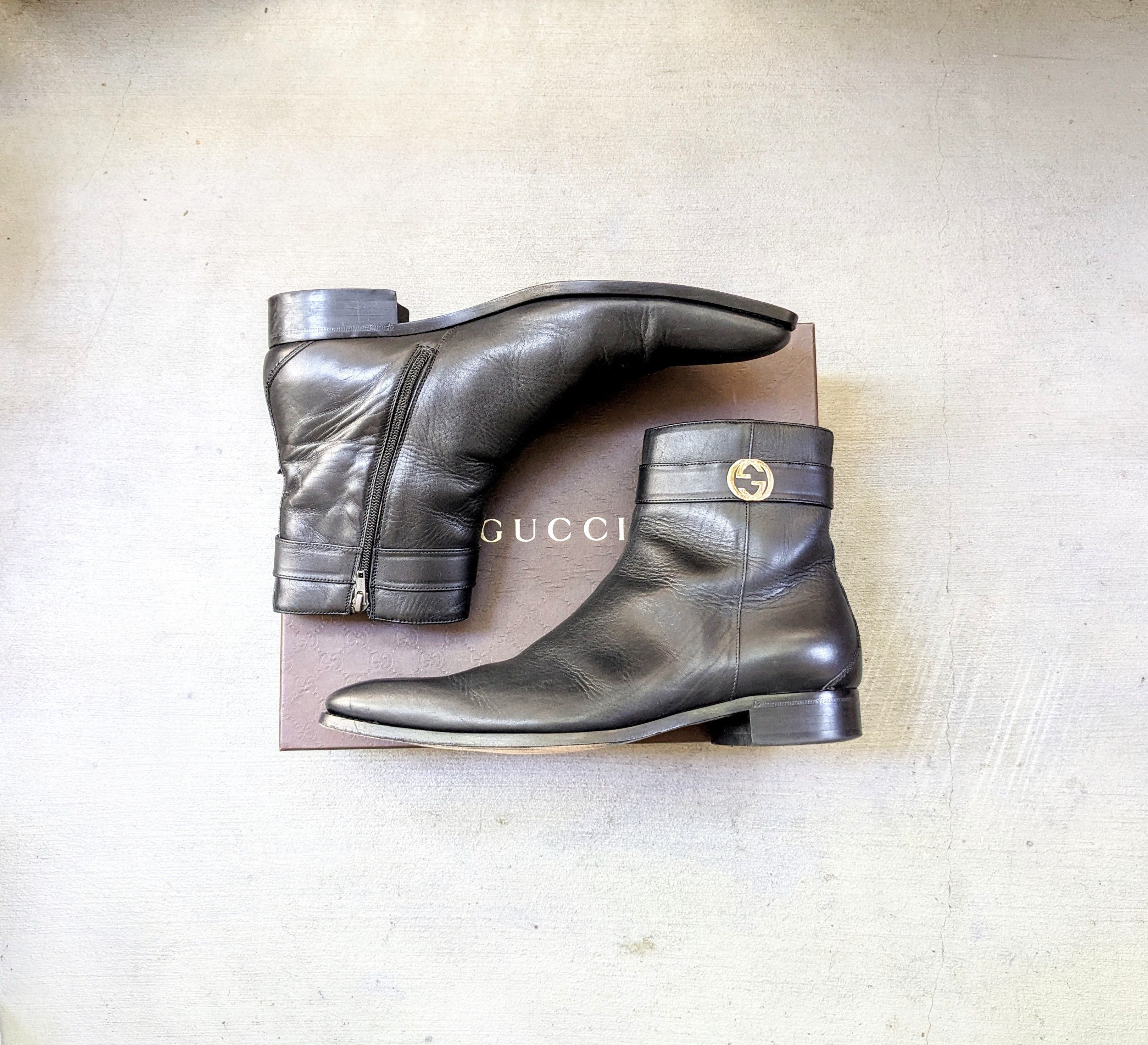 Gucci GG leather boots - Black