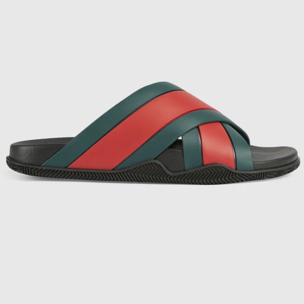 Gucci GUCCI rubber sandals GG BLACK RED GREEN 10 NEW Size US 10.5 / EU 43-44 - 4 Thumbnail