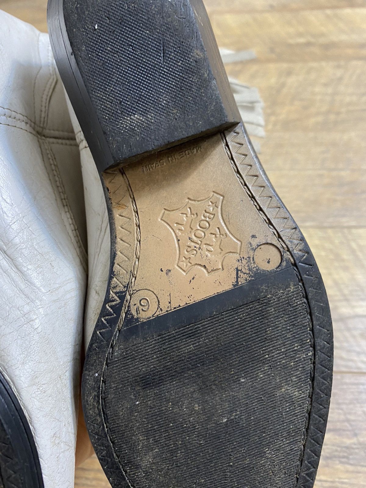 Leather Vintage Billy Joe White Leather Fringe Cowboy Boots Spain Size US 6 / IT 36 - 11 Thumbnail
