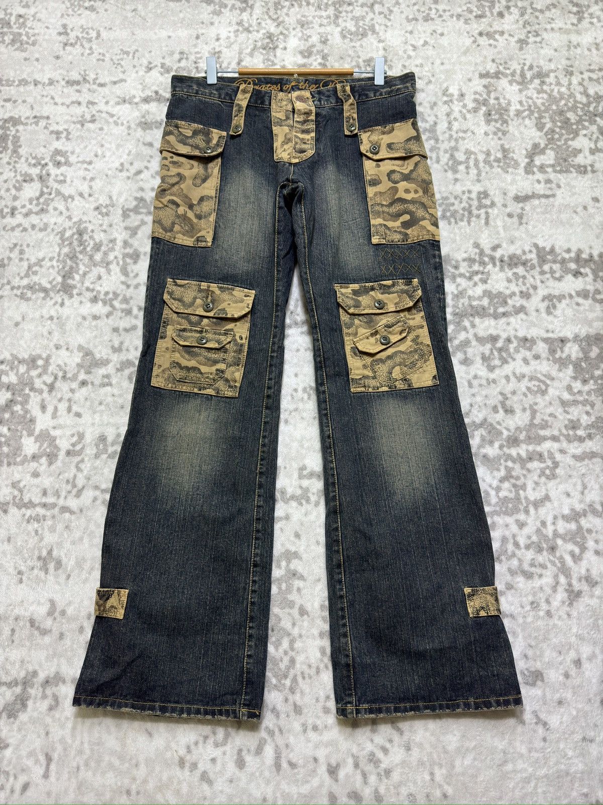 291295=Homme Vintage 291295=Homme Multi Pocket Flare Denim Camo Size US 32 / EU 48 - 1 Thumbnail