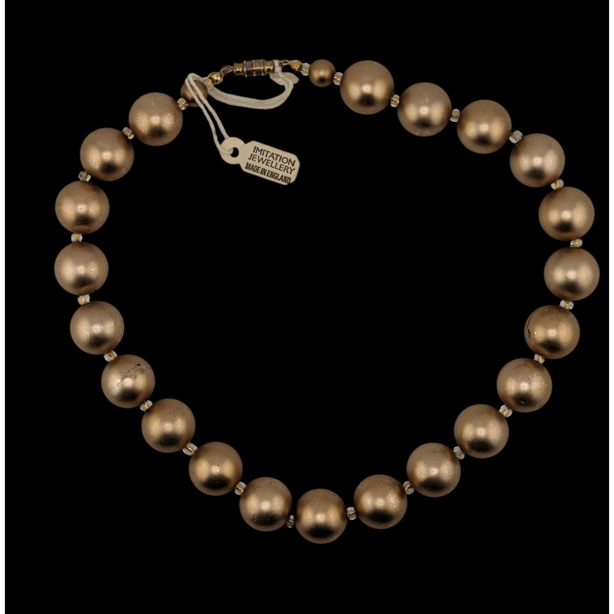 Other Vintage Glam Gold-Tone Beaded Necklace With Barrel Clasp Mad Size ONE SIZE - 2 Thumbnail