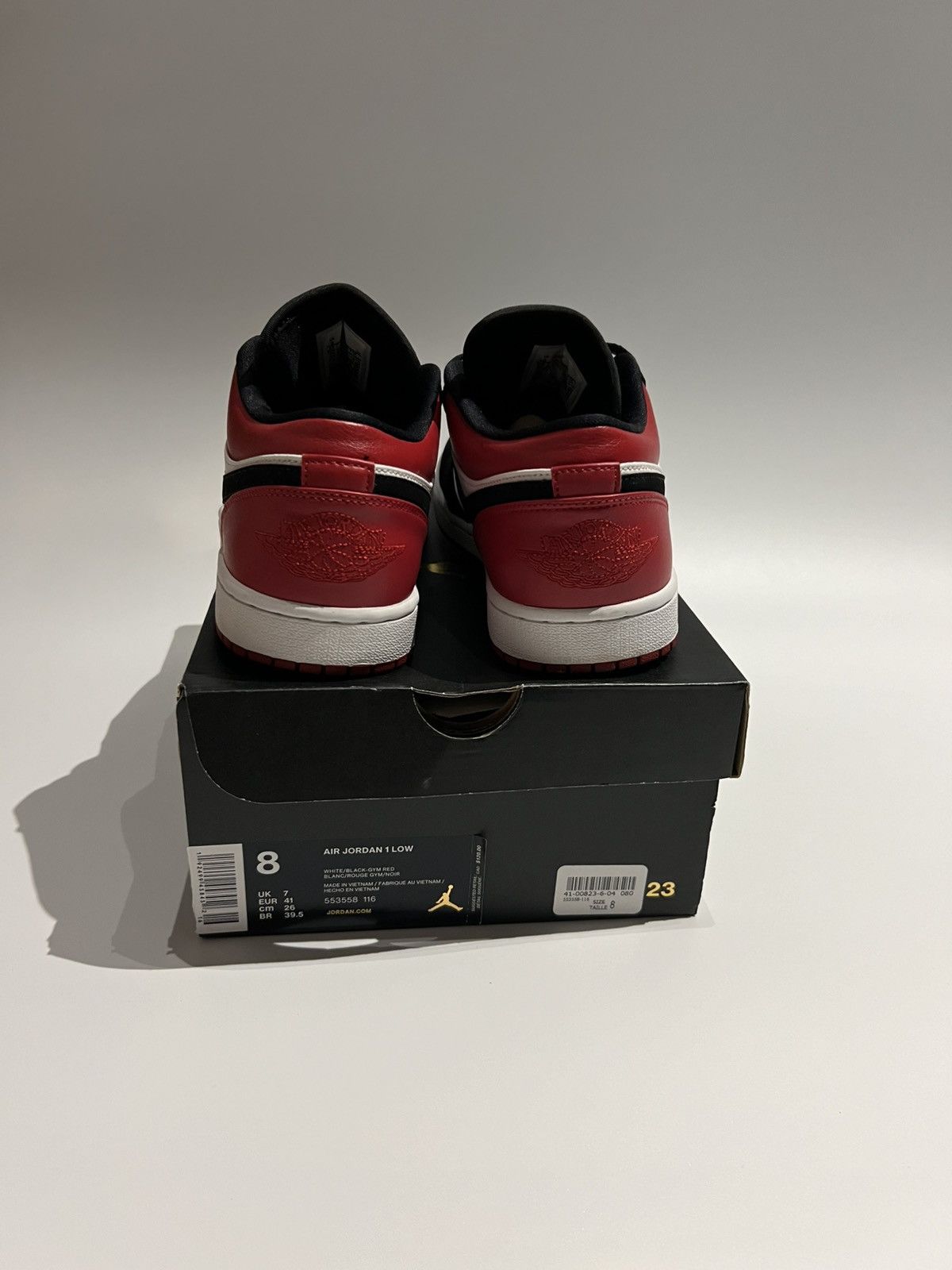 Nike Air Jordan 1 Low “Gym Red” Black Toe Low Sneakers Size US 8 / EU 41 - 6 Thumbnail