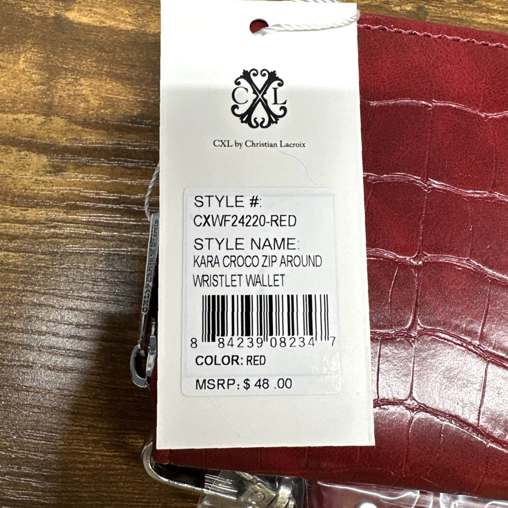 Christian Lacroix Christian Lacroix Red Zip-Around Wallet Wristlet Clutch Kara Croco CXL - Women - Zip-Around - Red - S - Logo - Strap - Zipper Size ONE SIZE - 2 Thumbnail
