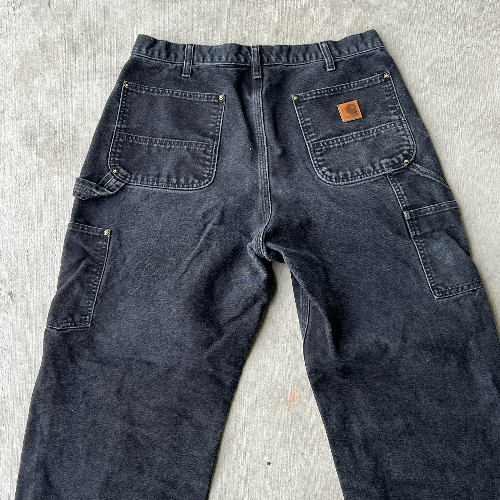 Carhartt × Vintage Carhartt faded black double knee work wear carpenter pants Size US 33 - 6 Thumbnail