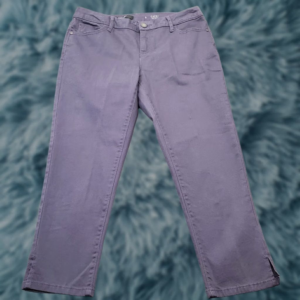 Vintage Simply Vera Vera Wang Capri Jeans Womens 6 Purple Mid Rise Ankle Slit Straight Jeans Size 28" / US 6 / IT 42 - 1 Thumbnail