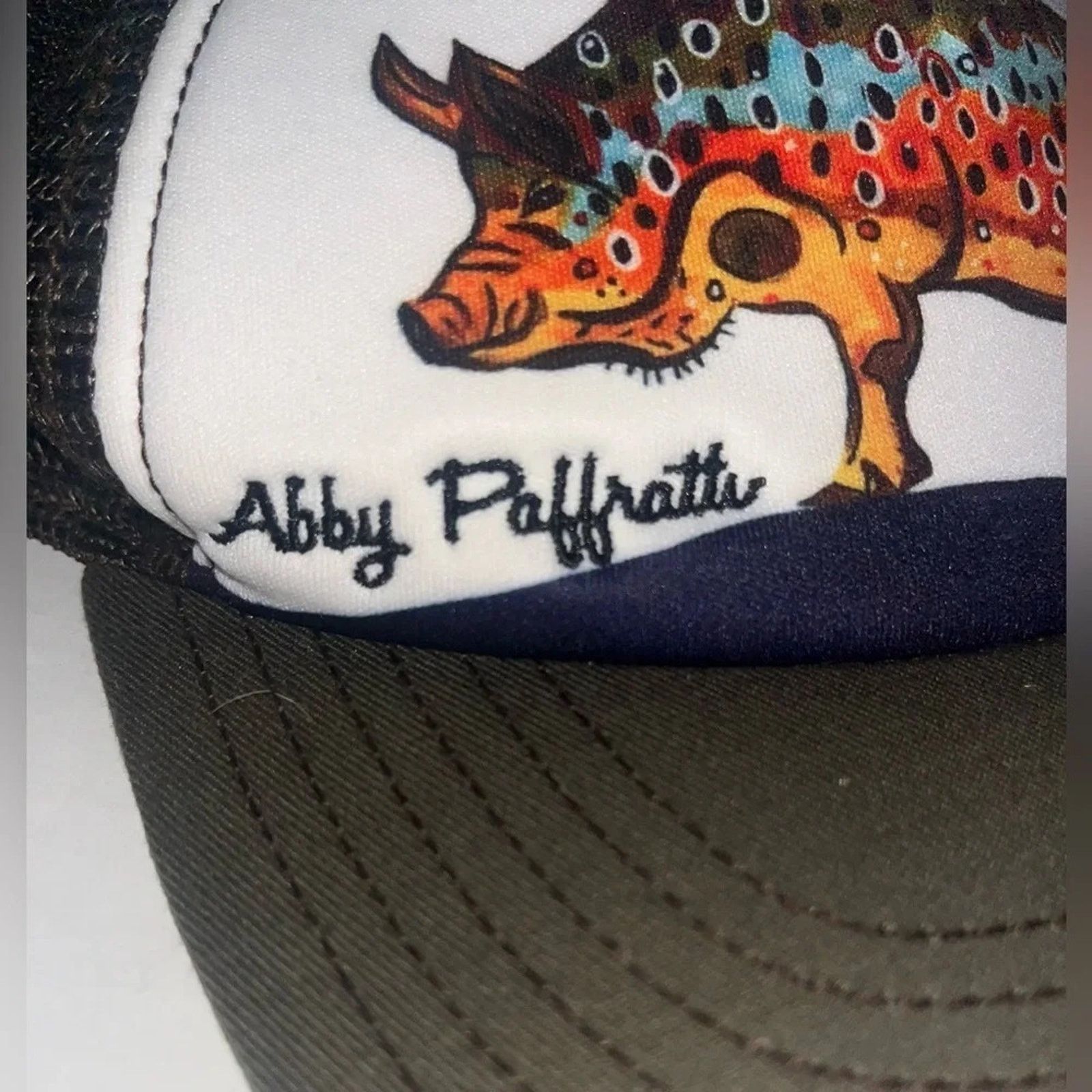 The Unbranded Brand Abby Paffrath Hog Brown trucker hat with an adjustable back. Size ONE SIZE - 2 Thumbnail